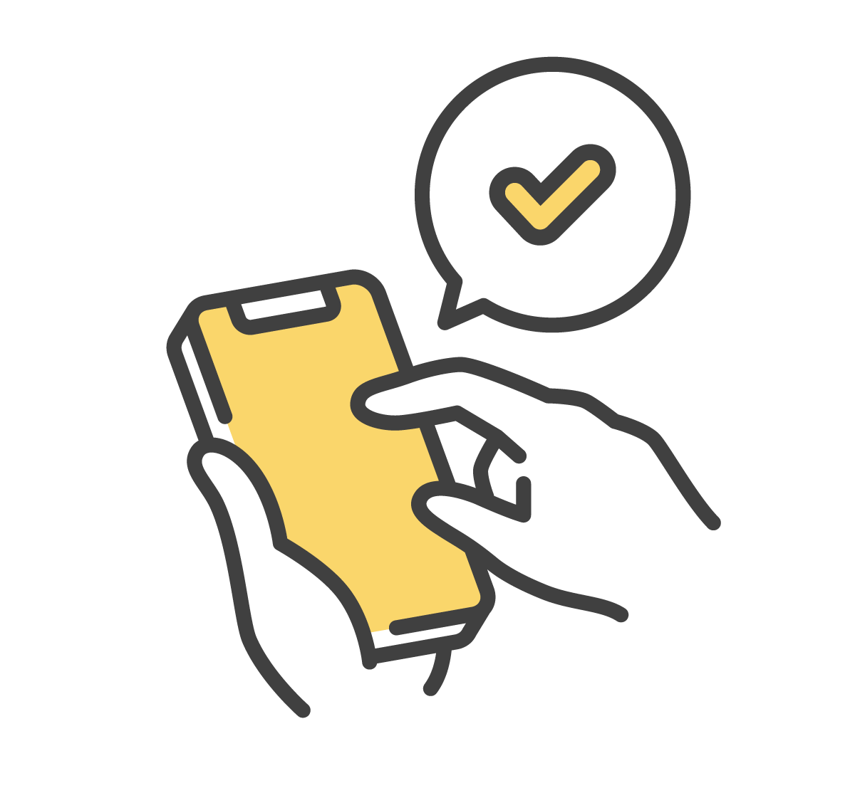 スマートフォンで問い合わせるイラスト