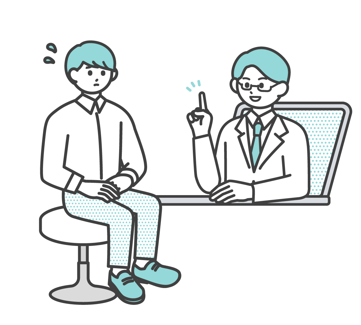 オンラインで患者さんを診療する医師のイラスト